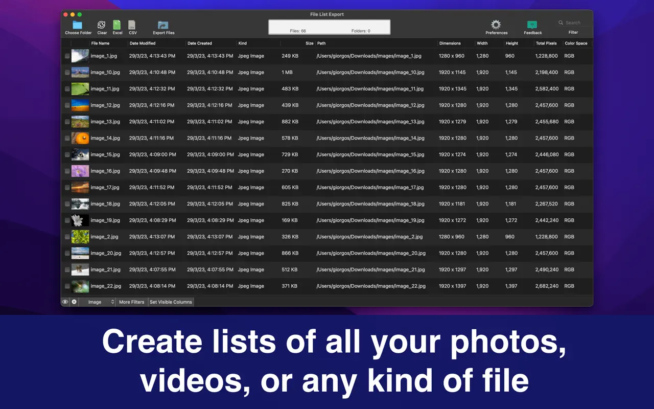File List Export Mac