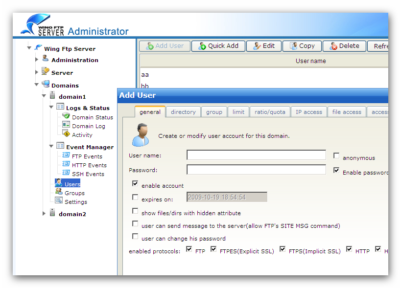 Wing FTP Server Corporate 8.0.1 一款功能全面的跨平台FTP服务器软件