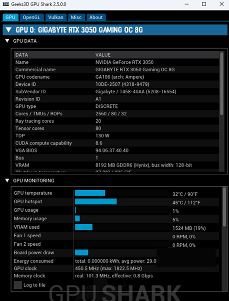 GPU Shark 2.9.0 实时GPU监测软件 显卡监视软件免费版