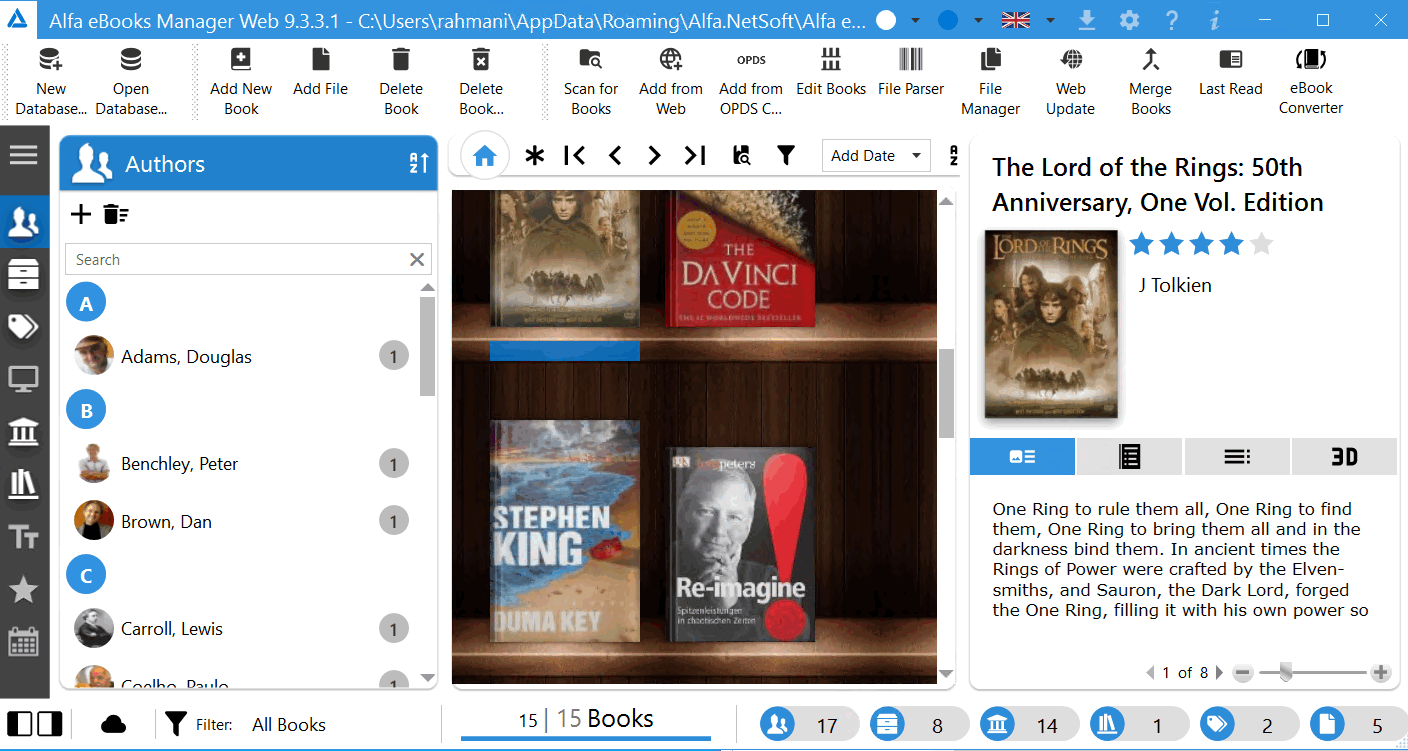 Alfa eBooks Manager Pro/Web 9.3.5.1 电子书籍管理软件