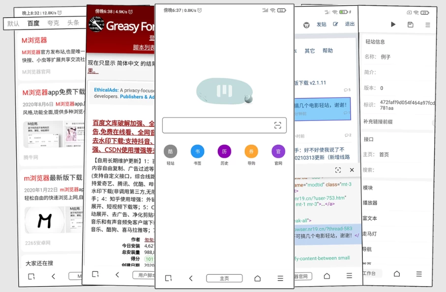 M浏览器 影视小说等自定义插件